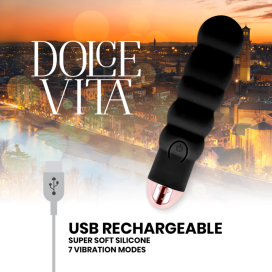 VIBRATEUR RECHARGEABLE DOLCE VITA SIX NOIR 7 VITESSES