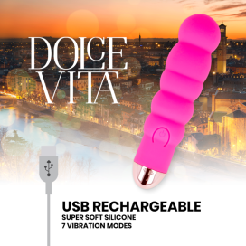 VIBRATEUR RECHARGEABLE DOLCE VITA SIX ROSE 7 VITESSES