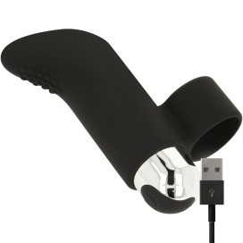 OHMAMA POINTE TEXTURÉE RECHARGEABLE DOIGT STIMULANT 8 CM - NOIR