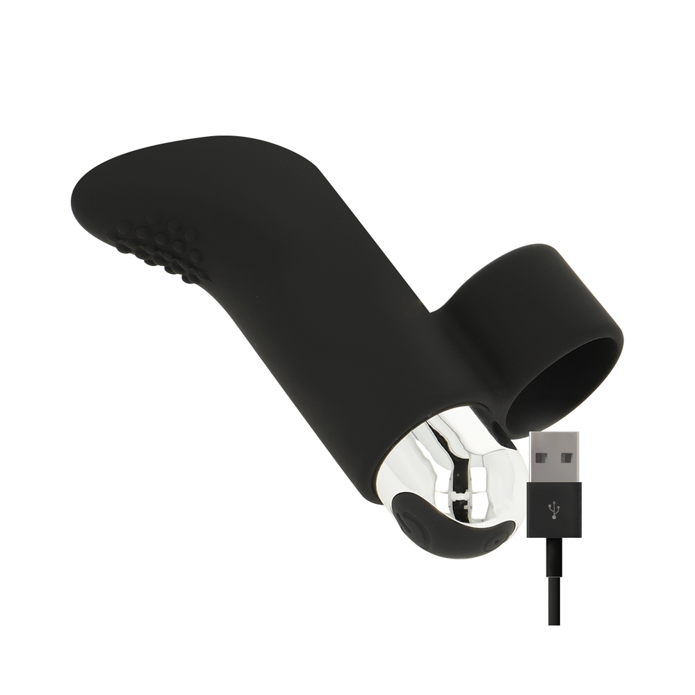 OHMAMA POINTE TEXTURÉE RECHARGEABLE DOIGT STIMULANT 8 CM - NOIR