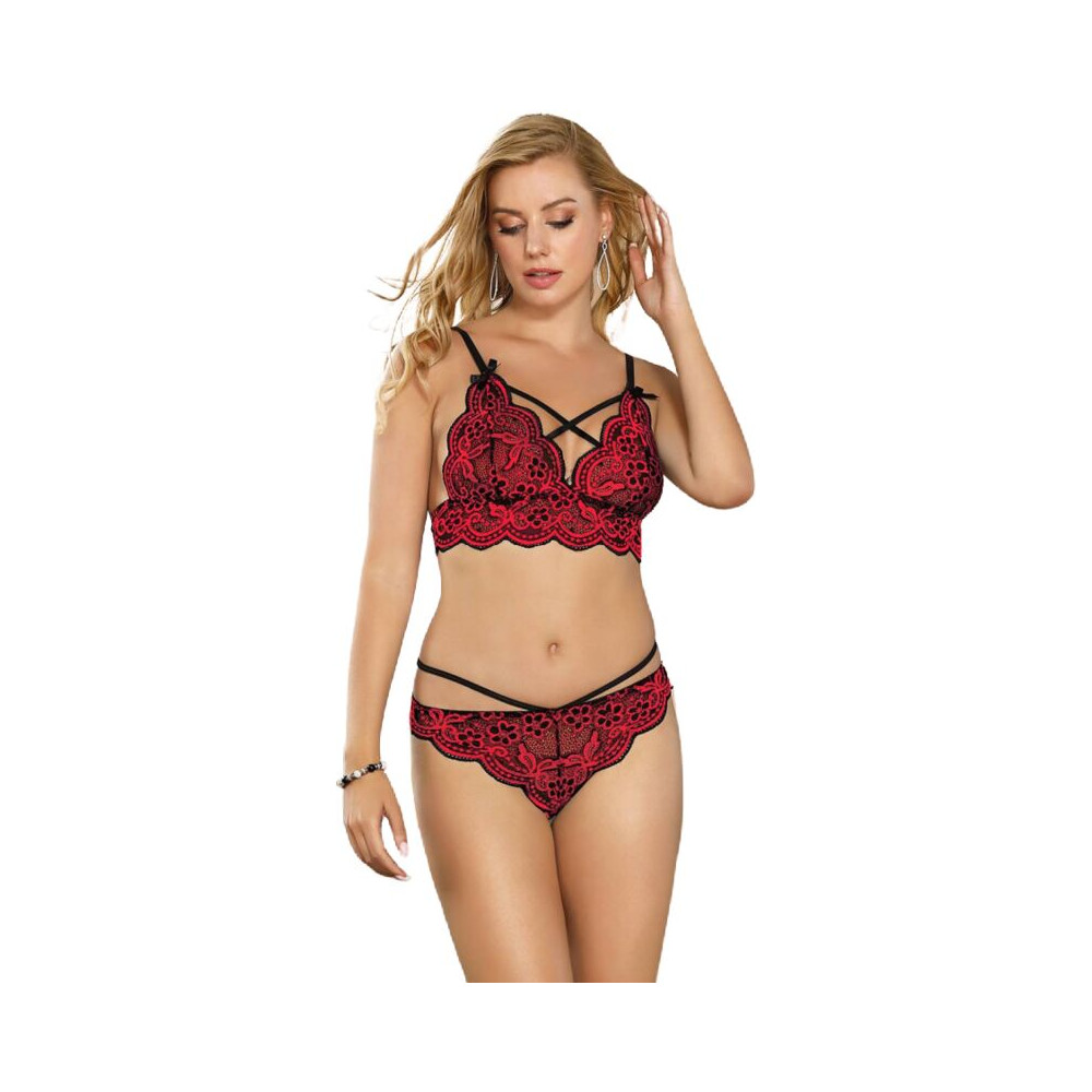 ENSEMBLE DEUX PIÈCES SUBBLIME TOP ET CULOTTE EN DENTELLE L/XL