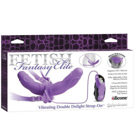 FETISH FANTASY ELITE VIBRATING DOUBLE DELIGHT STRAP-ON PURPL