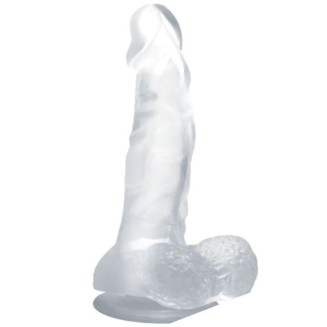 BAILE GODE RÉALISTE VENTOUSE ET TESTICULES 16,7 CM - TRANSPARENT