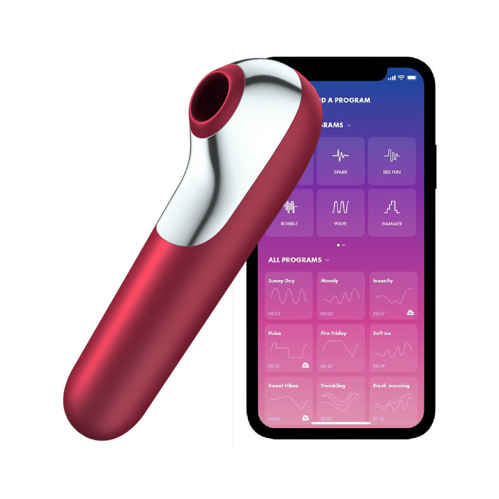 SATISFYER DUAL LOVE VIBRADOR Y SUCCIONADOR CON AIRE PULSADO ROJO