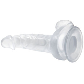 BAILE GODE RÉALISTE VENTOUSE ET TESTICULES 16,7 CM - TRANSPARENT