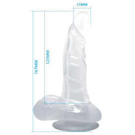 BAILE GODE RÉALISTE VENTOUSE ET TESTICULES 16,7 CM - TRANSPARENT