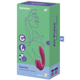 SATISFYER SUNRAY AIR PULSE STIMULATOR VIBRATION APP - RED