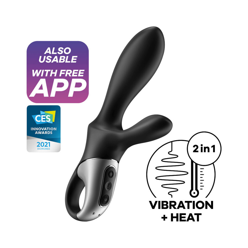 SATISFYER HEAT CLIMAX + ANAL VIBRATOR APP - BLACK