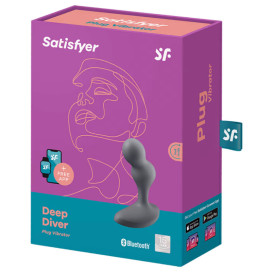 SATISFYER DEEP DIVER VIBRATING PLUG APP - GREY