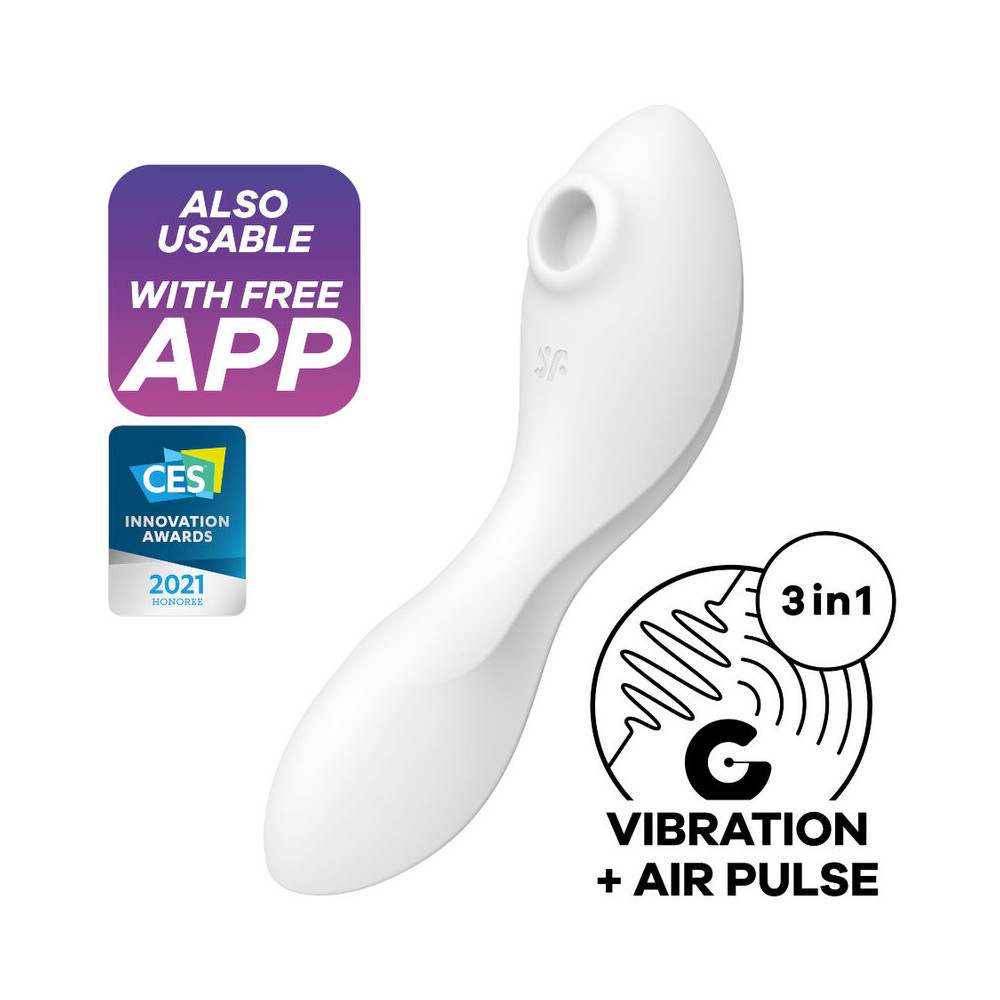 SATISFYER CURVY TRINITY 5 AIR PULSE STIMULATOR VIBRATOR APP - BLUE