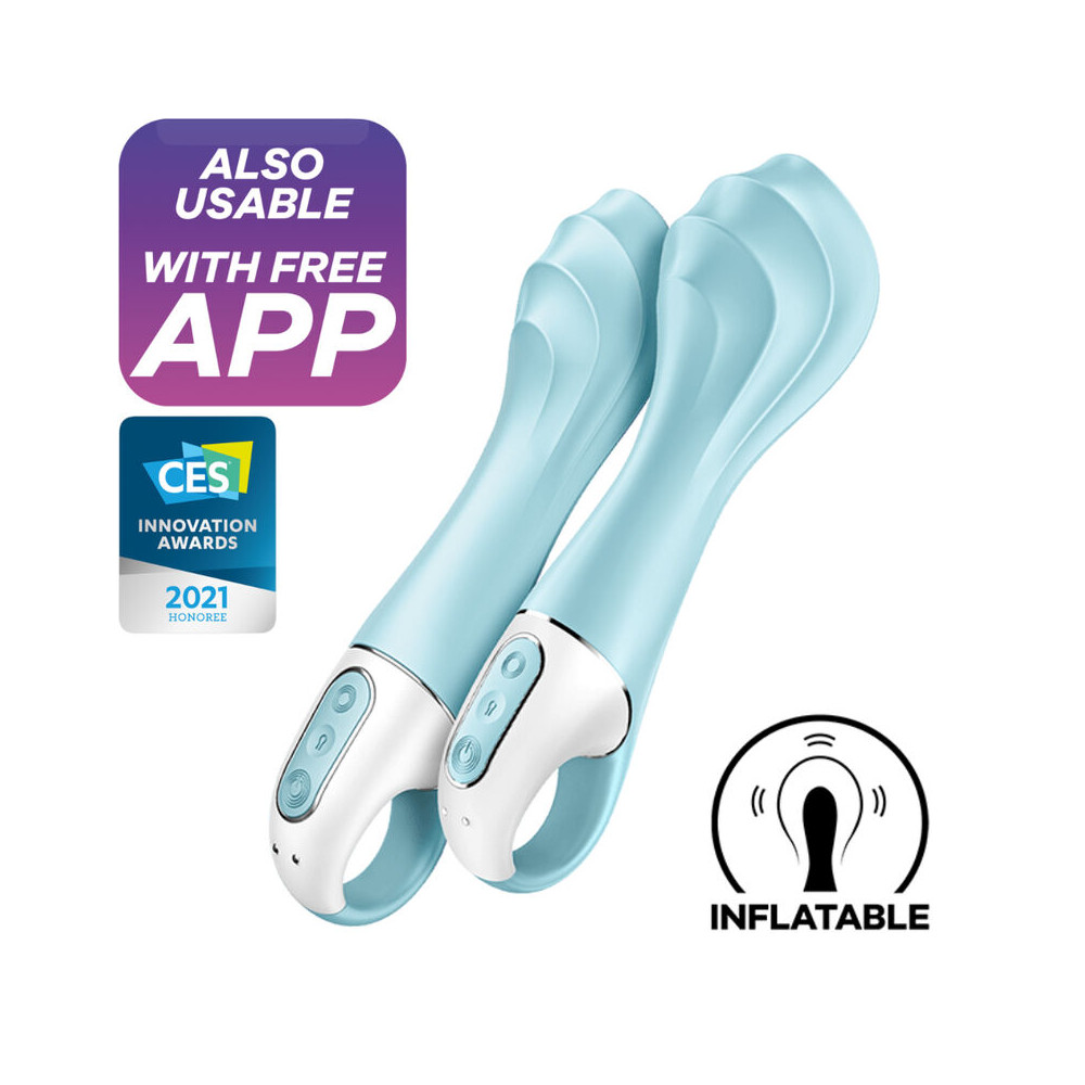 SATISFYER AIR PUMP VIBRATOR 5+ INFLATABLE G-SPOT VIBRATOR APP - BLUE