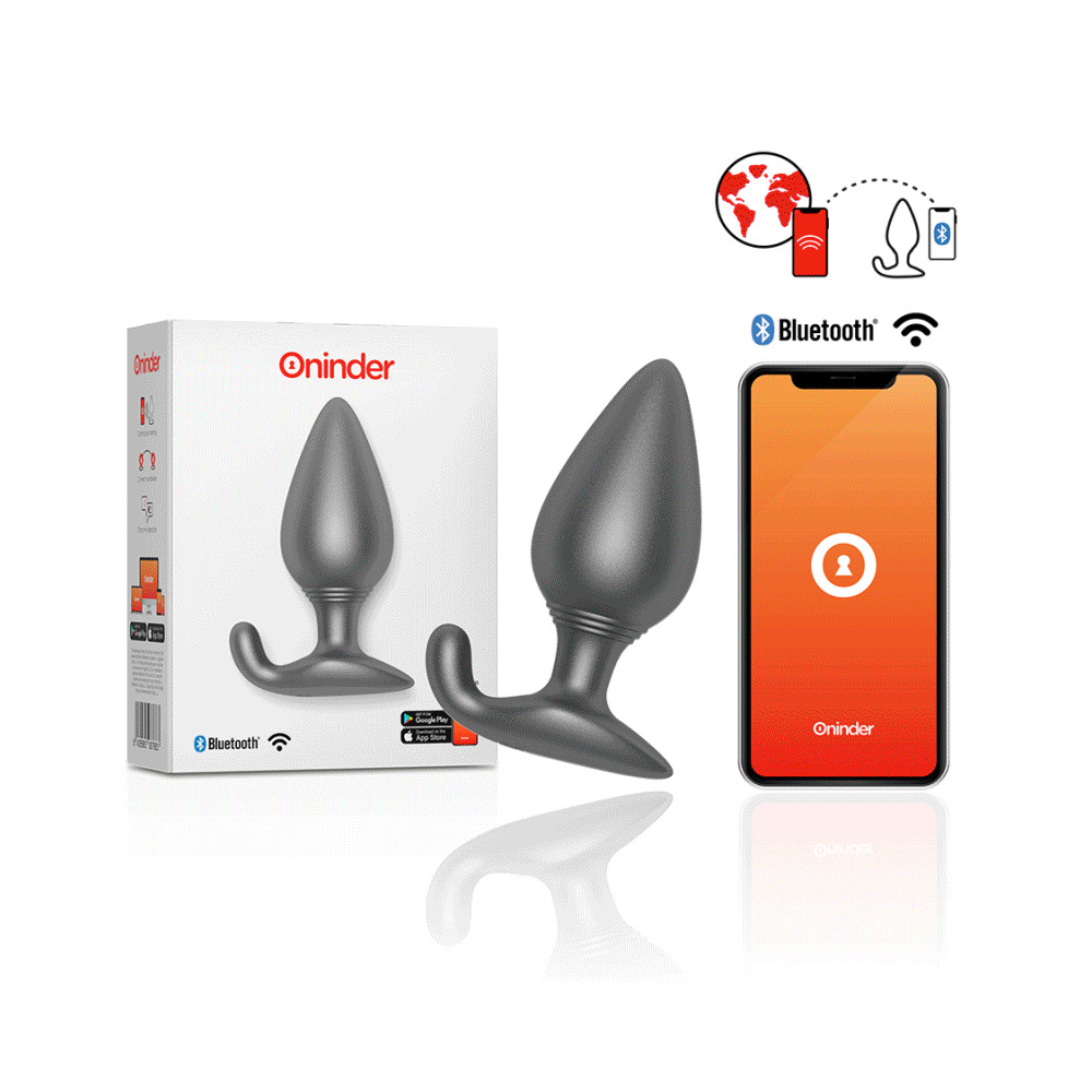 ONINDER VIBRATING ANAL PLUG BLACK - FREE APP