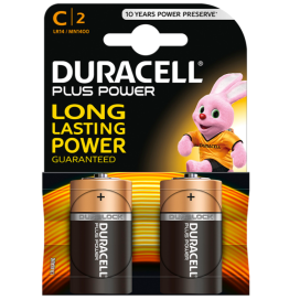 DURACELL PLUS POWER BATTERY C LR14 2 UNITS