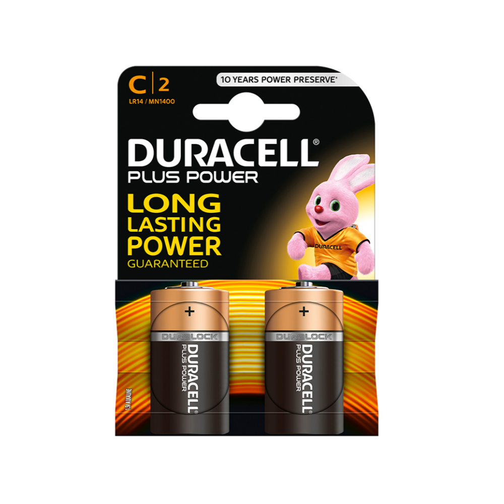 DURACELL PLUS POWER BATTERY C LR14 2 UNITS