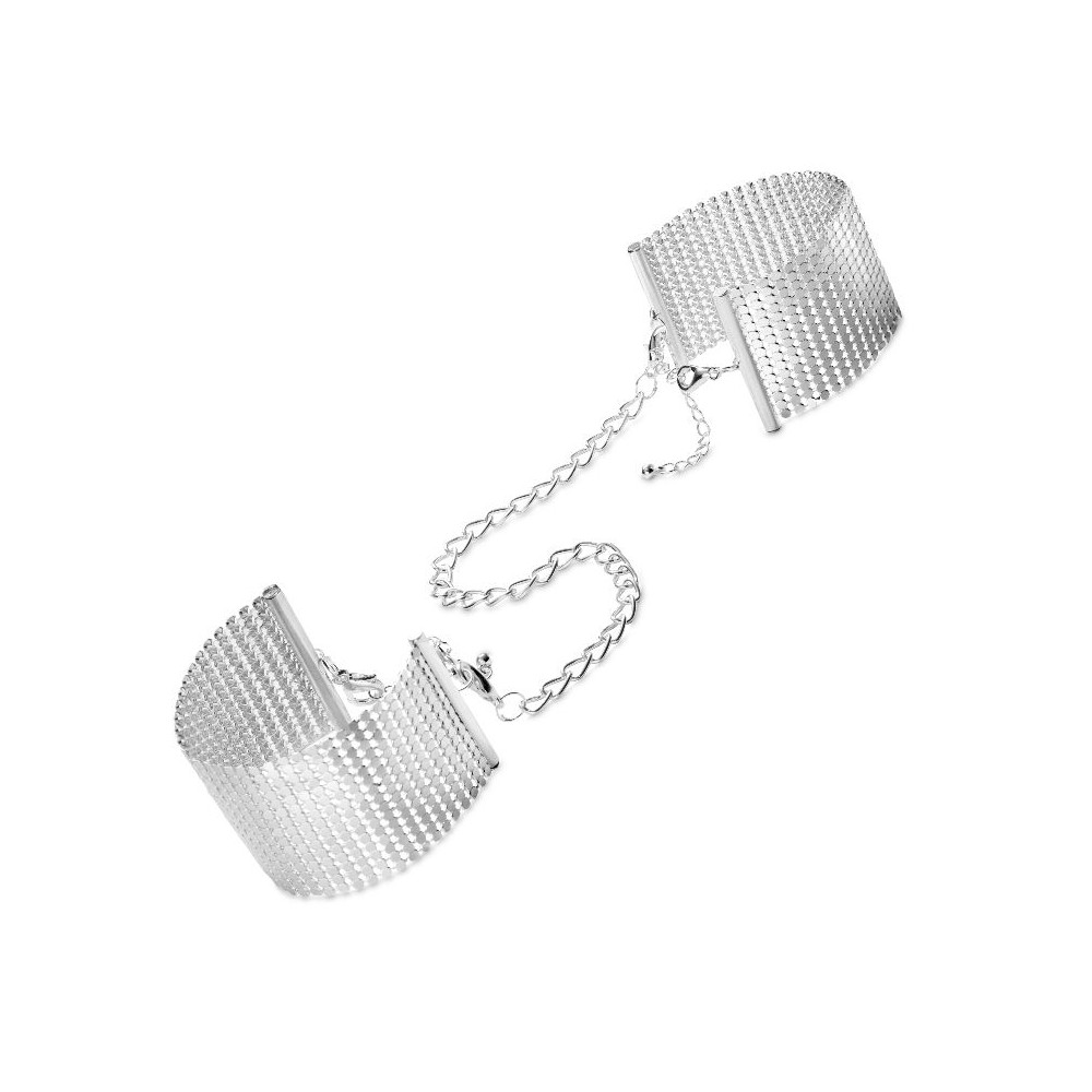 BIJOUX DÉSIR MÉTALLIQUE SILVER METALLIC MESH HANDCUFFS