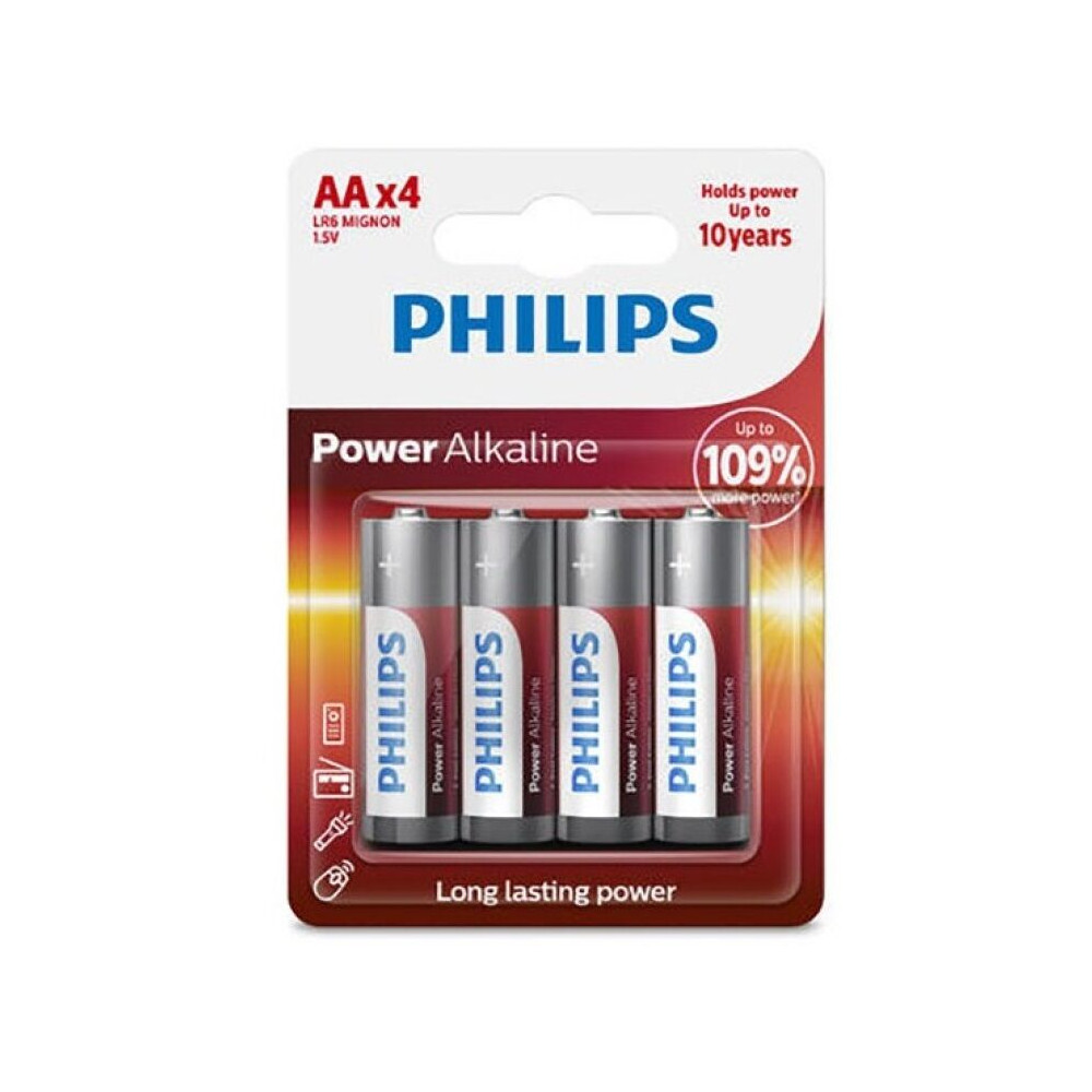 PHILIPS POWER PILE ALCALINE AA LR6 PACK 4