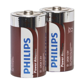 PHILIPS POWER ALCALINE PILA D LR20 PACK 2