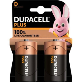 DURACELL PLUS POWER 100 ALKALINE BATTERY D LR20 2 UNITS