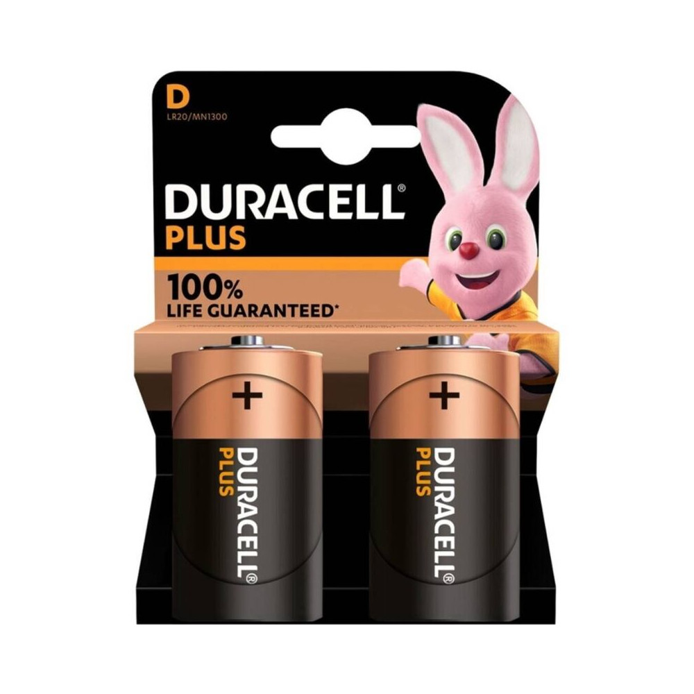 DURACELL PLUS POWER 100 ALKALINE BATTERY D LR20 2 UNITS