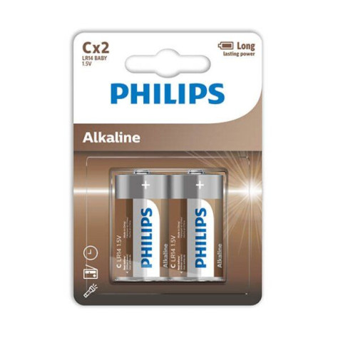 PILES ALCALINES PHILIPS C LR14 BLISTER*2