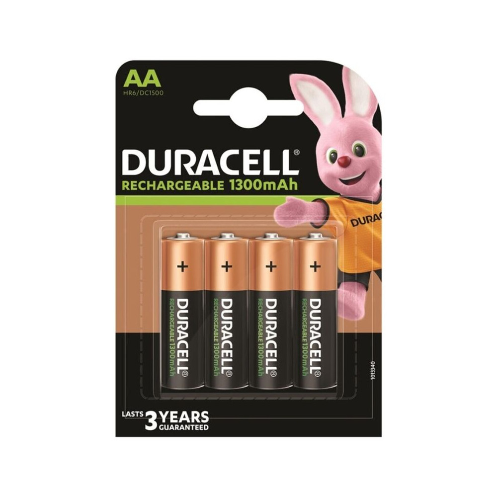 DURACELL RECHARGEABLE BATTERY HR6 AA 1300mAh 4 UNIT