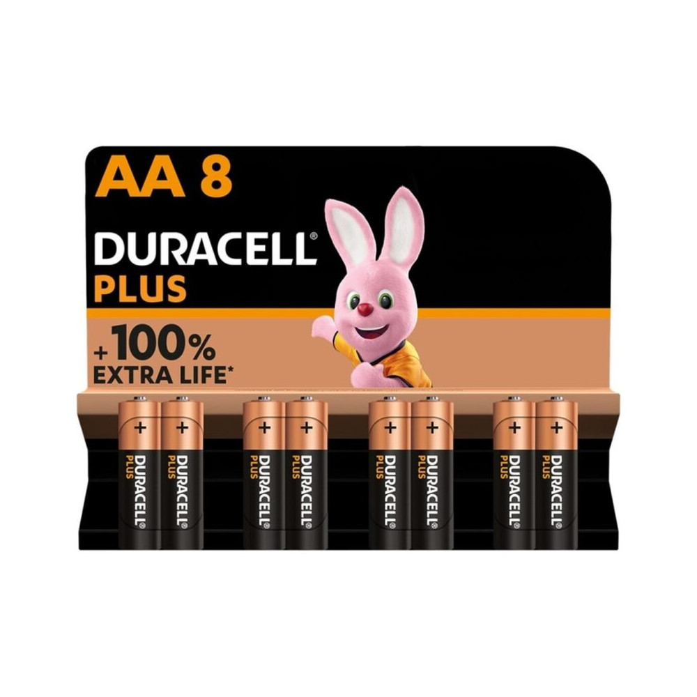 DURACELL PLUS POWER 100 ALKALINE BATTERY AA LR6 8 UNIT