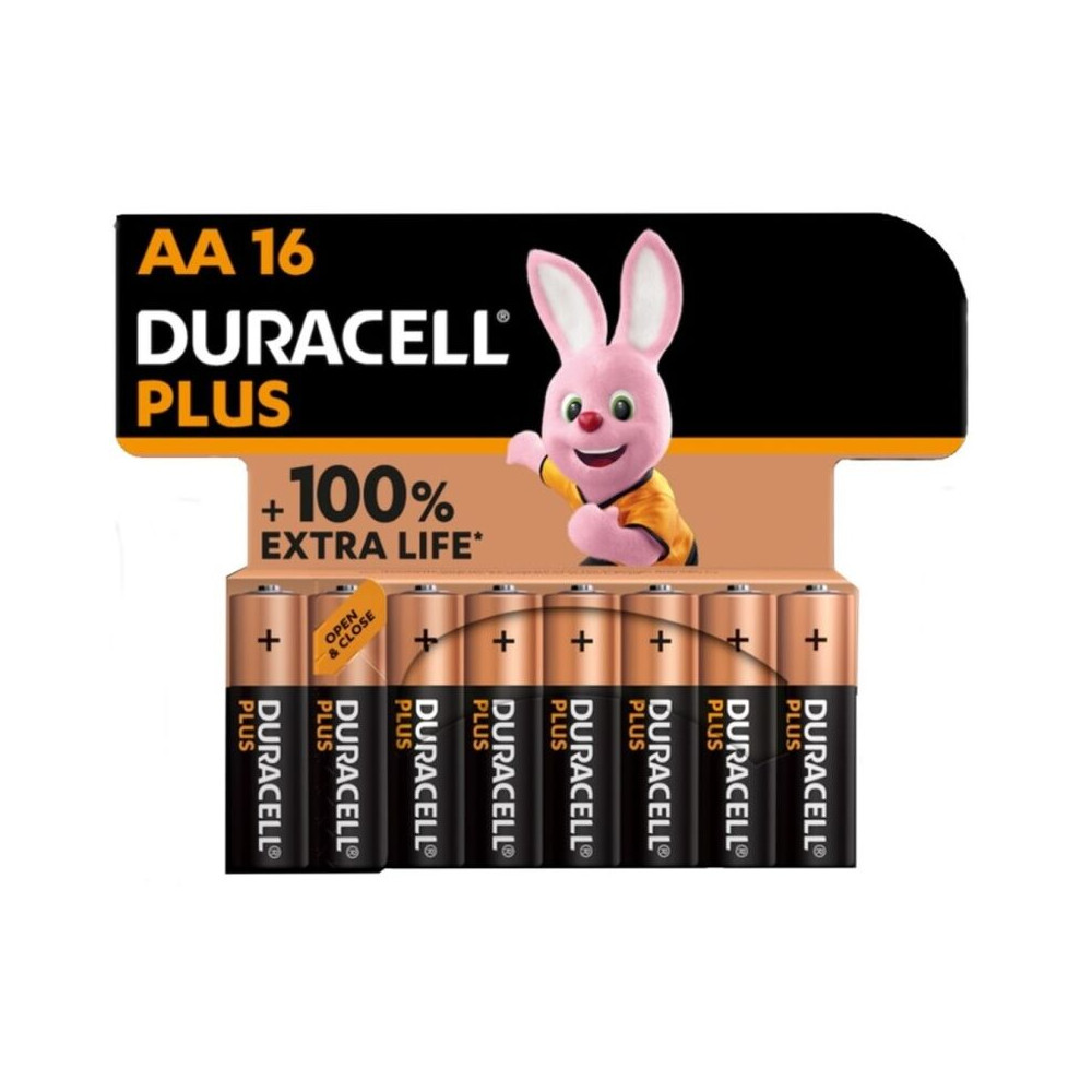 DURACELL PLUS POWER 100 ALKALINE BATTERY AA LR6 16 UNIT