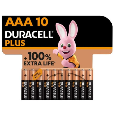 DURACELL PLUS POWER 100 ALKALINE BATTERY AAA LR03 10 UNIT