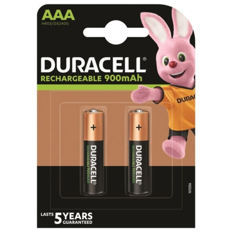 DURACELL RECHARGEABLE BATTERY HR03 AAA 900mAh 2 UNIT