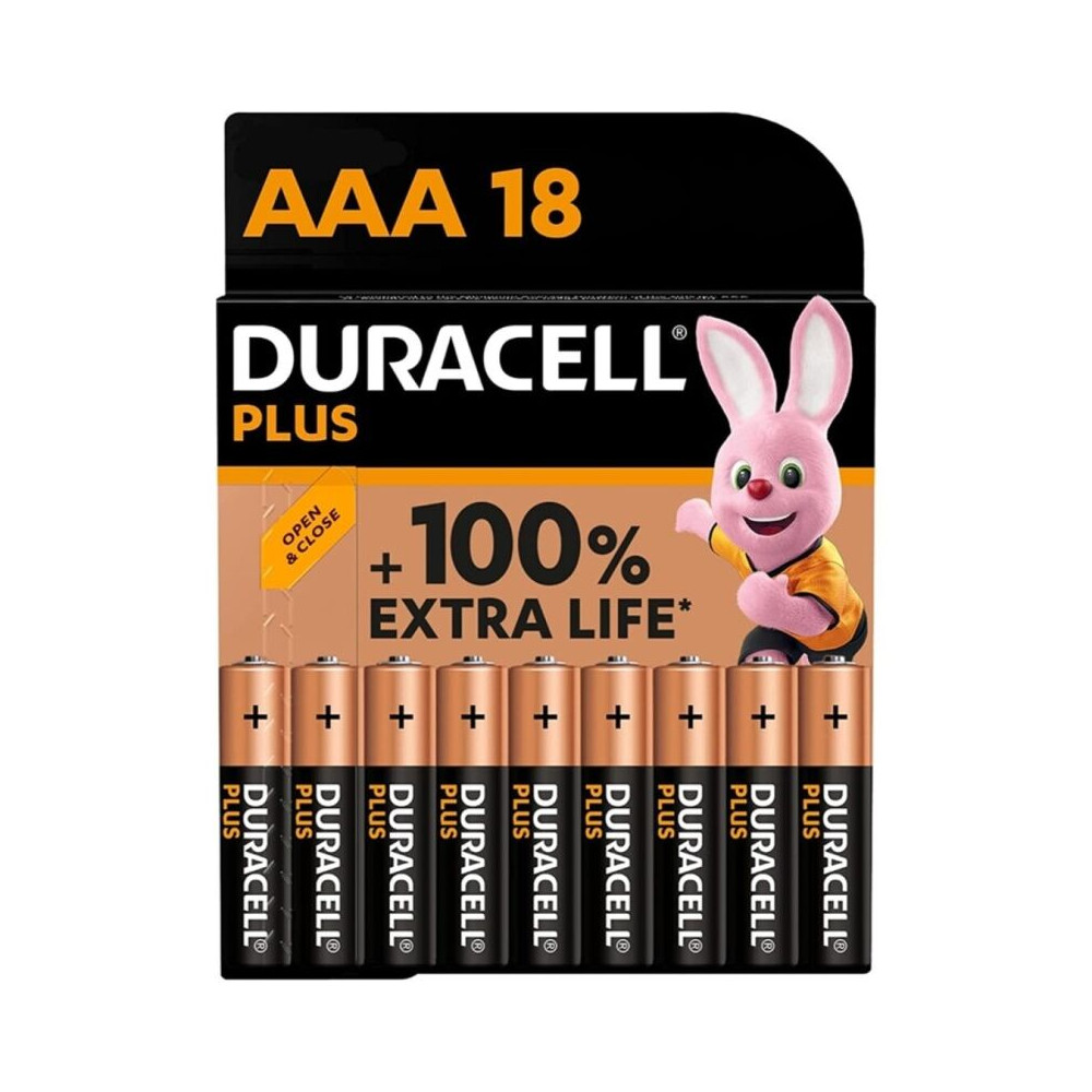 DURACELL PLUS POWER 100 ALKALINE BATTERY AAA LR03 18 UNIT