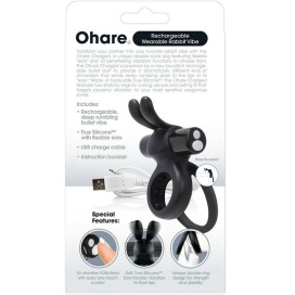 ANNEAU VIBRANT RECHARGEABLE SCREAMING O AVEC LAPIN - O HARE - NOIR