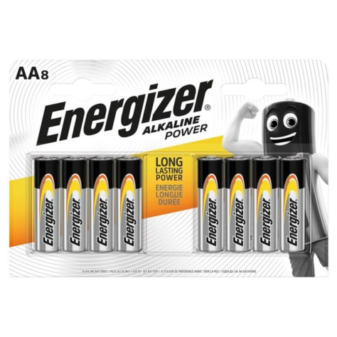 ENERGIZER POWER ALKALINE BATTERY AA LR6 8 UNIT