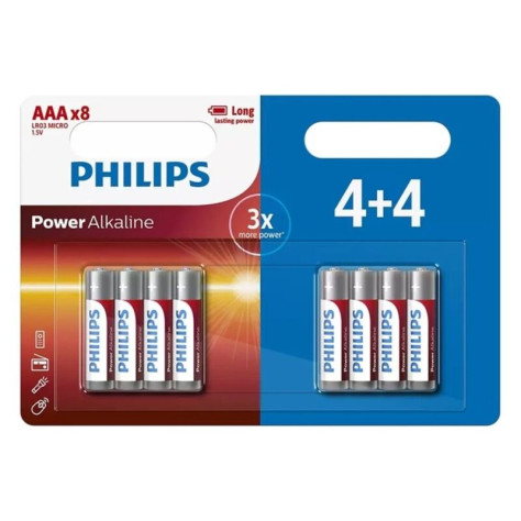 PILE ALCALINE PHILIPS POWER AAA LR03 4+4 UNITÉ