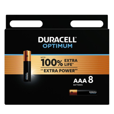 DURACELL OPTIMUM ALKALINE BATTERY AAA LR03 8 UNIT