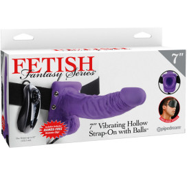 FETISH FANTASY SERIES 7 "HOLLOW STRAP-ON VIBRANT AVEC BALLES 17.8CM VIOLET