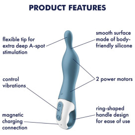 SATISFYER A-MAZING 1 A-SPOT VIBRATOR - BLUE