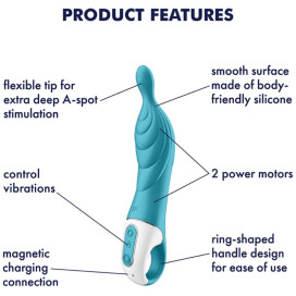 SATISFYER A-MAZING 2 A-SPOT VIBRATOR - TURQUOISE