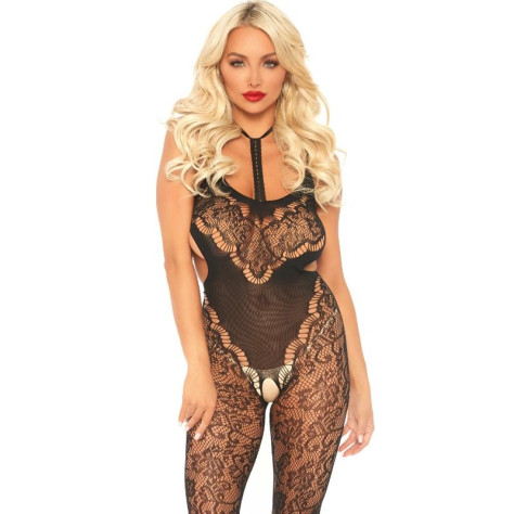 BODYSTOCKING LEG AVENUE EN DENTELLE AVEC DÉCOUPE TAILLE UNIQUE