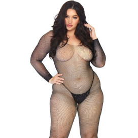 LEG AVENUE CRISTALIZED NET BODY STOCKING 1X-2X