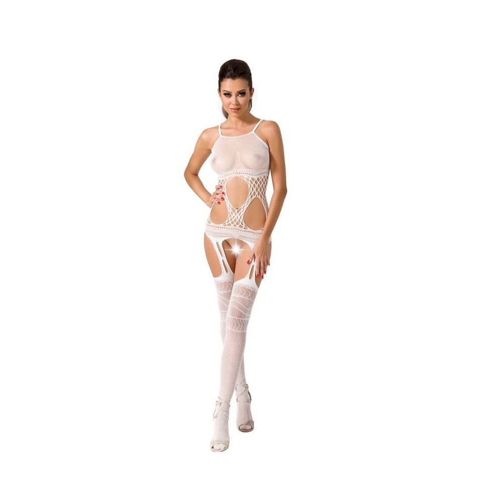 PASSION WOMAN BS047 BODYSTOCKING - WHITE ONE SIZE