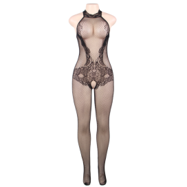 QUEEN LINGERIE DENTELLE ET RÉSILLE COL ROULÉ BODYSTOCING SL