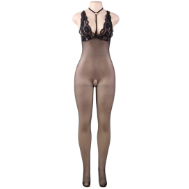 QUEEN LINGERIE RÉSILLE TRANSPARENTE COUPE OUVERTE BODYSTOCKING SL