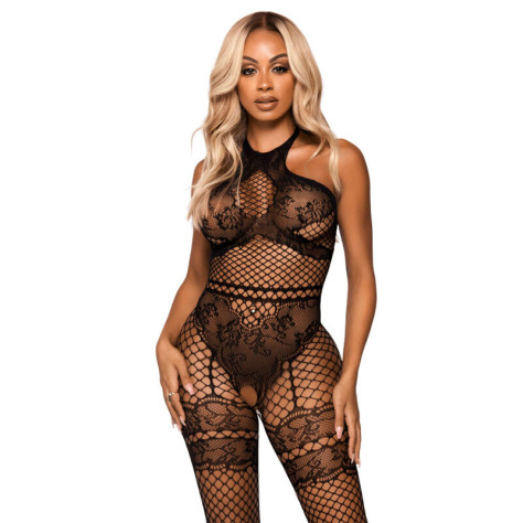 LEG AVENUE BODYSTOCKING NET HALTER TAILLE UNIQUE - BLANC