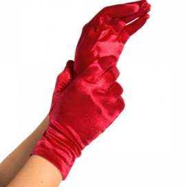 LEG AVENUE SATIN GLOVES RED