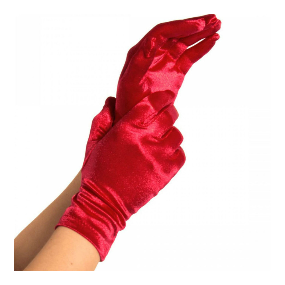 LEG AVENUE SATIN GLOVES RED