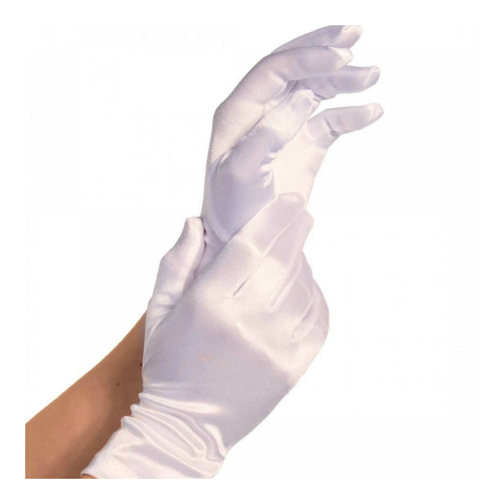 LEG AVENUE SATIN GLOVES WHITE