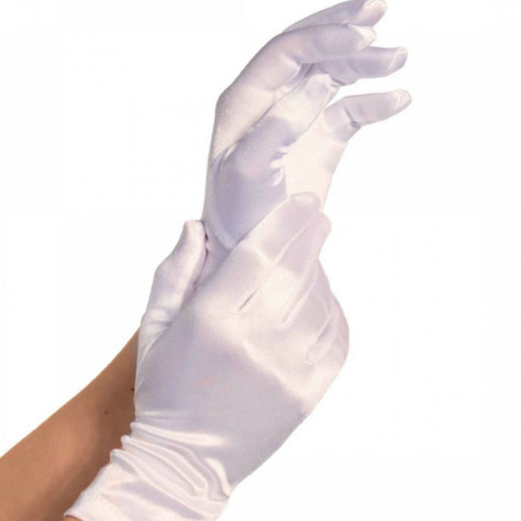 LEG AVENUE SATIN GLOVES WHITE