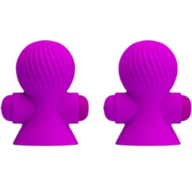 PRETTY LOVE STIMULATING NIPPLE SUCKERS 12 MODES OF VIBRATION PURPLE