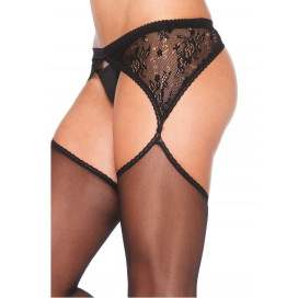 LEG AVENUE BAS TRANSPARENT AVEC CEINTURE À GARTELLE LATÉRALE EN DENTELLE