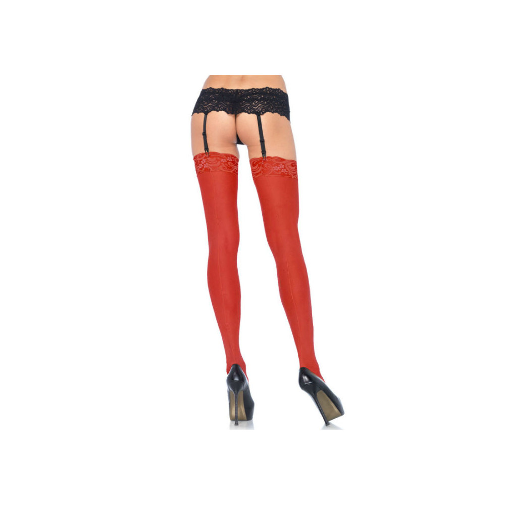 LEG AVENUE BAS TRANSPARENT AVEC DOSSE ROUGE